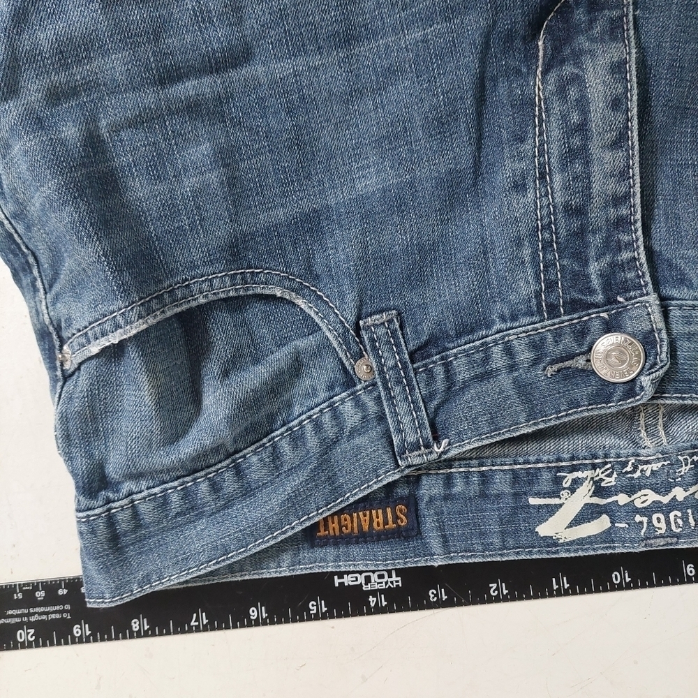 Seven 7 Blue Pants Denim Jeans Men Distressed Straight Fit Size 36 - Picture 4 of 14